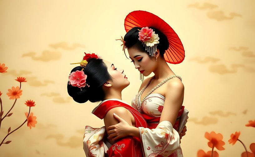 Japanische Kunst Geisha Liebe von Egon Zitter