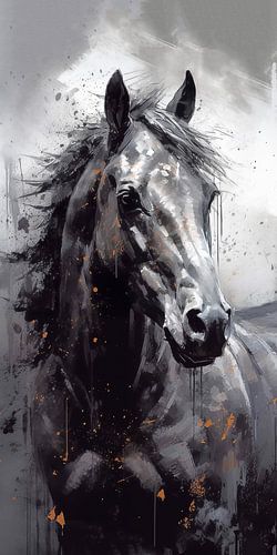 Dynamisch Paardenportret in Monochrome Magie