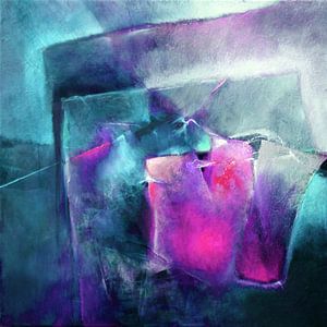 Abstract composition: Bright magenta with turquoise by Annette Schmucker