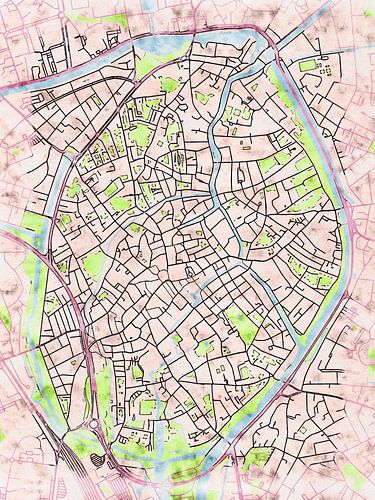 Carte de Brugge centrum avec le style 'Soothing Spring'