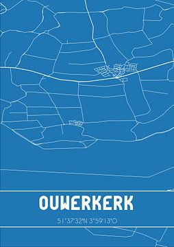 Blauwdruk | Landkaart | Ouwerkerk (Zeeland) van Rezona