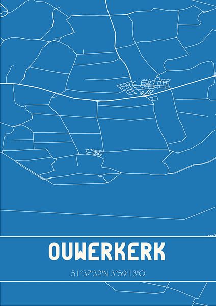 Blueprint | Map | Ouwerkerk (Zeeland) by Prints of Place