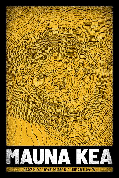 Mauna Kea | Topographie de la carte (Grunge) par ViaMapia