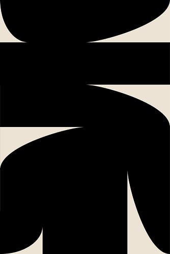 Zwarte Vormen Retro Minimalistische Kunst IX