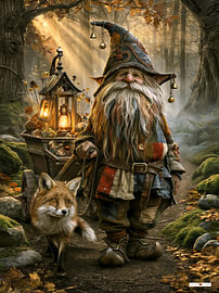 Gnome mit Fuchs im Wald