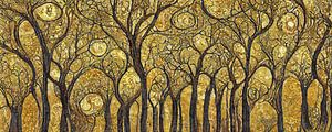 Ein verwunschener Wald im Stil von Gustav Klimt