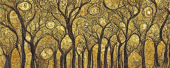 Ein verwunschener Wald im Stil von Gustav Klimt