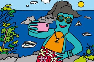 Frosch macht Selfie im Urlaub von ART Eva Maria