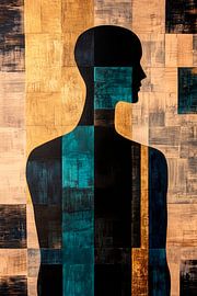 Schattenhafte Silhouette in Farbenpracht von Poster Art Shop