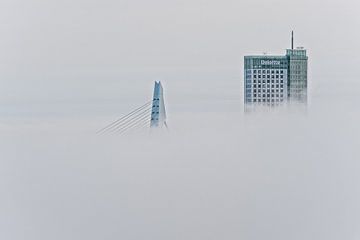 Erasmus bridge and Maastoren | Fog Rotterdam by Rob de Voogd / zzapback