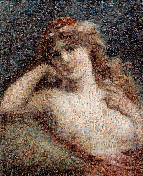 Mosaic, girl with daisies, Émile Vernon by Atelier Liesjes