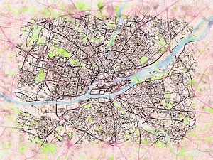 Karte von Nantes im stil 'Soothing Spring'