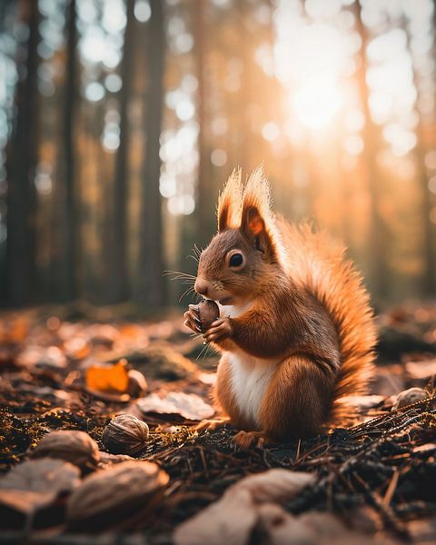 Schattig eekhoornbos van fernlichtsicht