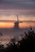 Des moulins au lever du soleil