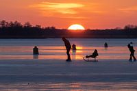 Natural ice fun at sunset