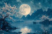 Paysage avec fleurs au Japon