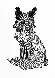 Lines art animal fox