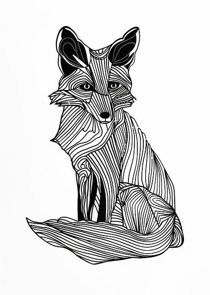 Lines art animal fox by JBJart Justyna Jaszke
