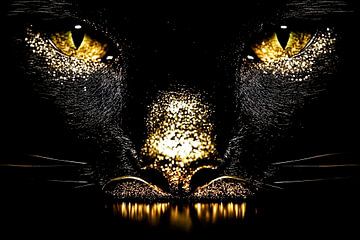 Close-up cat with gold details by Imperial Art House