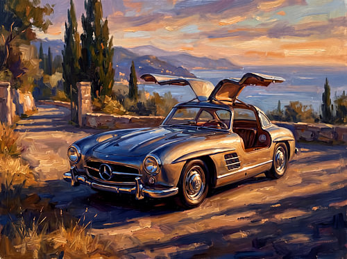 Mercedes 300SL Gullwing Coastal Sunset