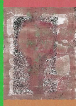 Moderne abstrakte Kunst. Organische Formen in Pastellbraun und Neongrün, Rot, Braun von Dina Dankers