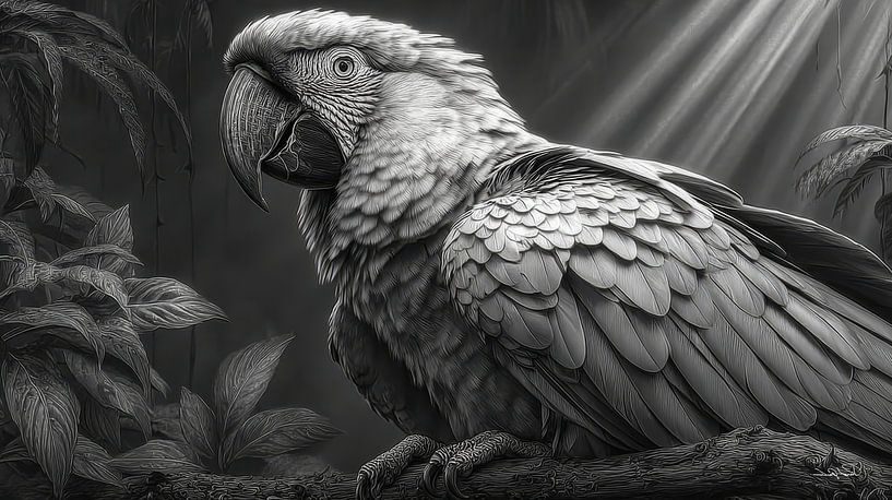 black-and-white parrot cockatoo-ara by Gelissen Artworks