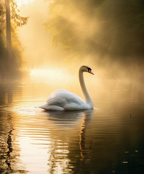 Zwaan in de herfst van fernlichtsicht
