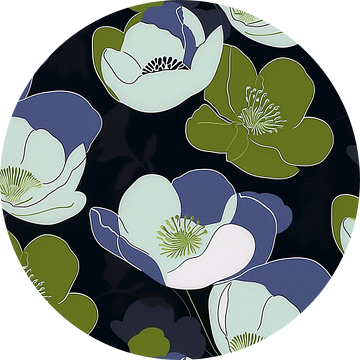 Magnolia Melodie: Harmonie in Blauw en Groen van Color Square