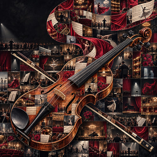 Une mosaïque de violon et de musique