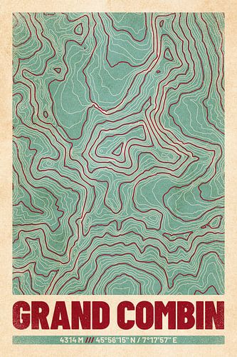 Grand Combin | Topographic Map (Retro) by ViaMapia