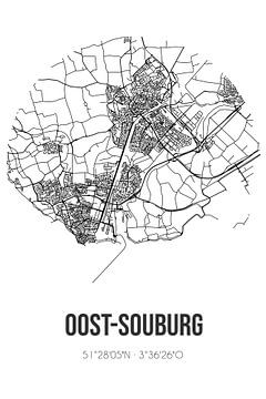 Oost-Souburg (Zeeland) | Landkaart | Zwart-wit van Rezona