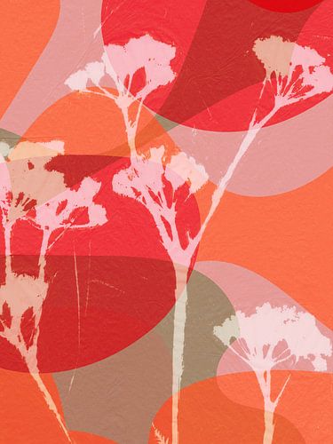 Modern kleurrijk minimalistisch botanisch in retro warme kleuren