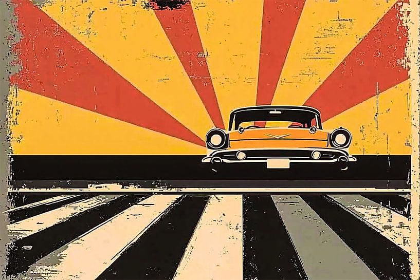 Retro car with shining sun by Imperial Art House