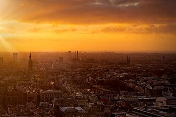 Coucher de soleil sur le centre-ville de La Haye sur gaps photography