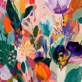 Levendige abstracte bloementuin van IamHome Studio