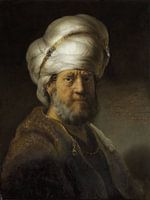 Schilderij van Rembrandt van Rijn:  Een man in oosterse kleding