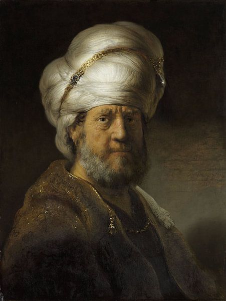 Schilderij van Rembrandt van Rijn:  Een man in oosterse kleding von Alice Berkien-van Mil