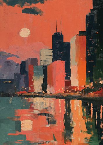 Chicago skyline at sunset