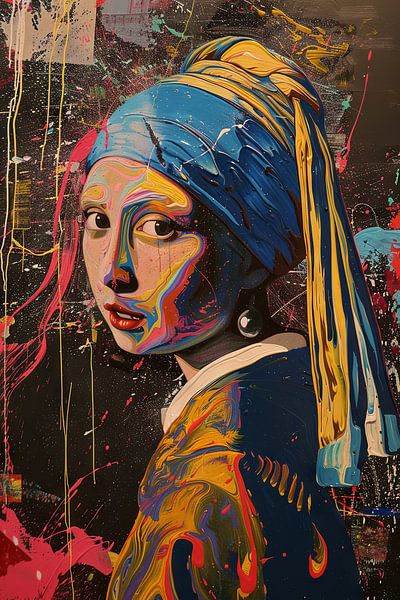 Dripping Art The girl with the pearl earring by Poster Art Shop