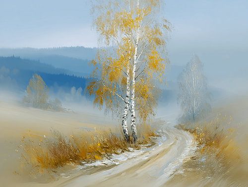 The Golden Birch on the Lonely Winter Road | Last Light Before the Cold Comes