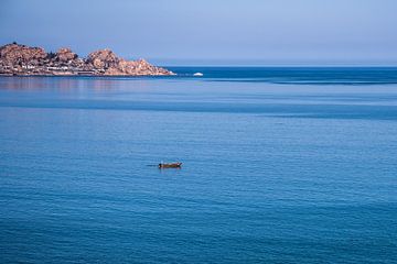 Small boat in the big sea by Thomas Riess