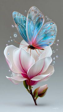 vlinder op bloem van Gelissen Artworks