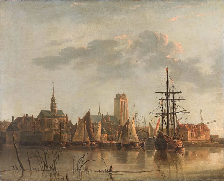 Gezicht op Dordrecht bij zonsondergang, Aelbert Cuyp van Meesterlijcke Meesters