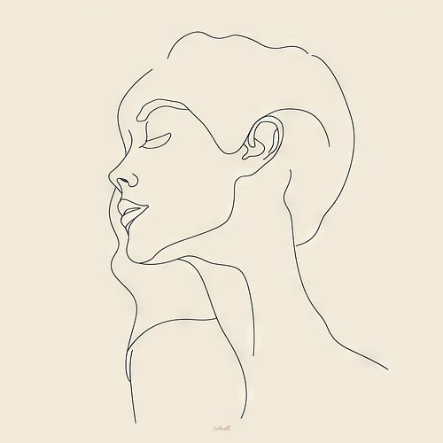 Portret van een vrouw in lijntekeningen