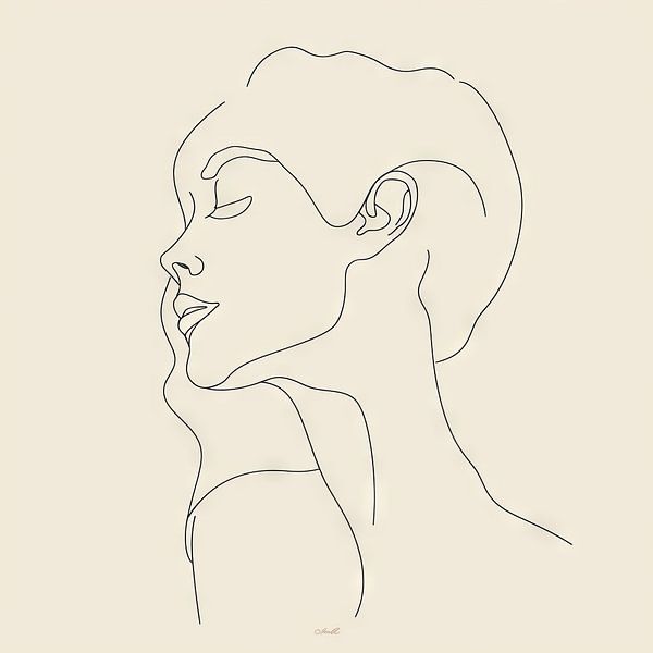 Portrait of a woman in line art by Poster Art Shop