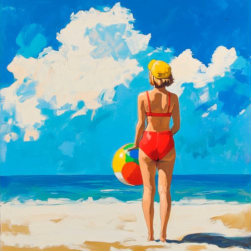 Zomerdag op het strand met een bal
