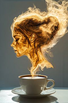Frau mit Kaffee von Egon Zitter