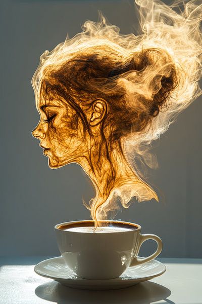 Frau mit Kaffee von Egon Zitter