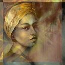 Het meisje met de sjaal in goud en paars van Annette Schmucker thumbnail