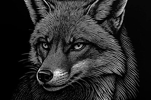 Monochrome vos met grafische lijnen